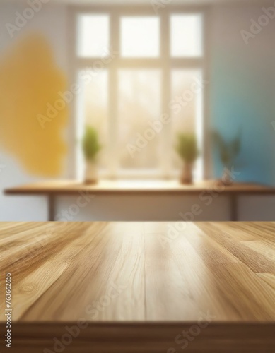 empty room with wooden table  Close-up  modern living room with table room with a table