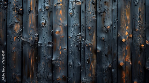 Charred Wooden Planks with Bolt Details