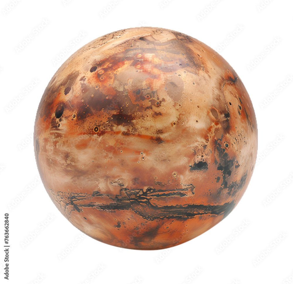Detailed Mars Isolated on transparent Background