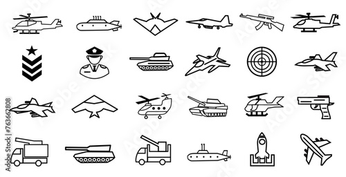 military army icons collection vector illustration