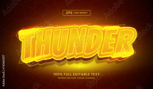 Design editable text effect, thunder text 3d concept