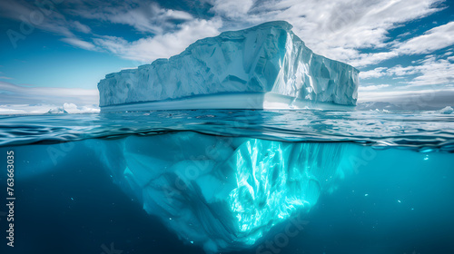 The Hidden Depths- A Remarkable Glimpse into the Underwater World of Icebergs © Howard