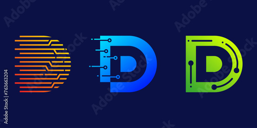 creative letter D logo design for business, digital, technology, media, data