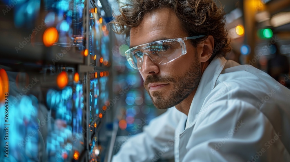 Obraz premium AI revolutionizes science, From computational biology to astrophysics, AI-driven solutions streamline research processes, optimize experimentation, and propel scientific advancement. 