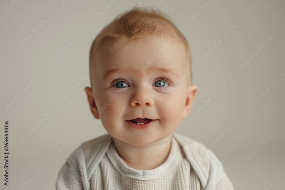 A baby with a big smile on his face A baby with a big smile on his face