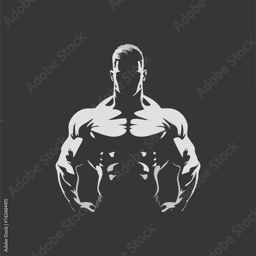 Logo short minimalistic fitness with silhouette sturdy pose man