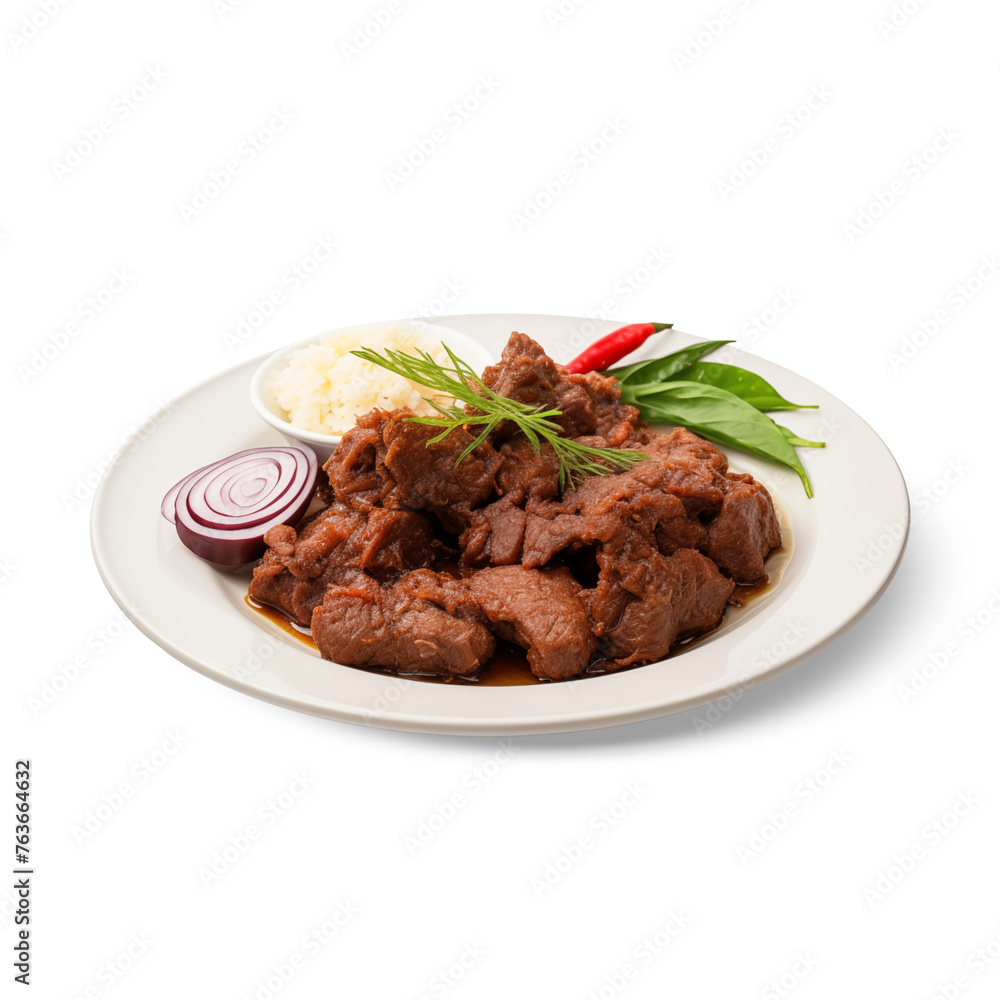 beef rendang isolated on white beef rendang isolated on white