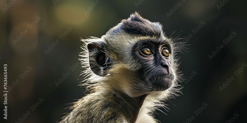 Obraz premium close up portrait of monkey, looking to the side, generative AI