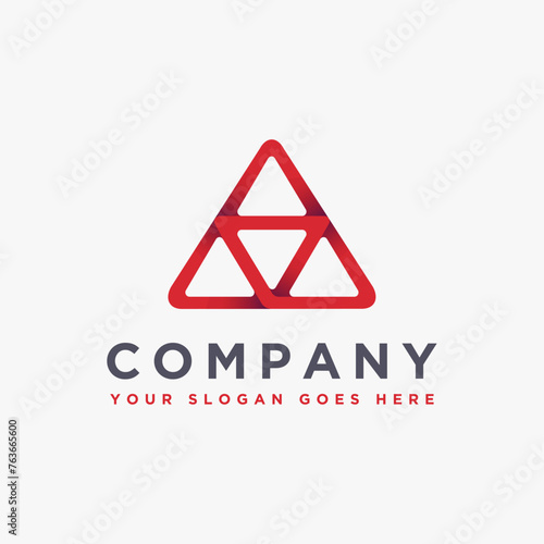 Abstract unity of triangle logo icon vector template on white background