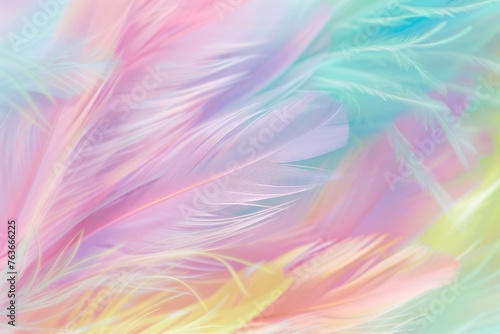 An enchanting display of pastel feathers, lending an air of serenity and softness to the abstract setting.