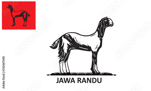 JAWA RANDU GOAT LOGO, silhouette of great ewe standing vector illustrations