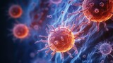 bacteria and virus cells and floating particles background