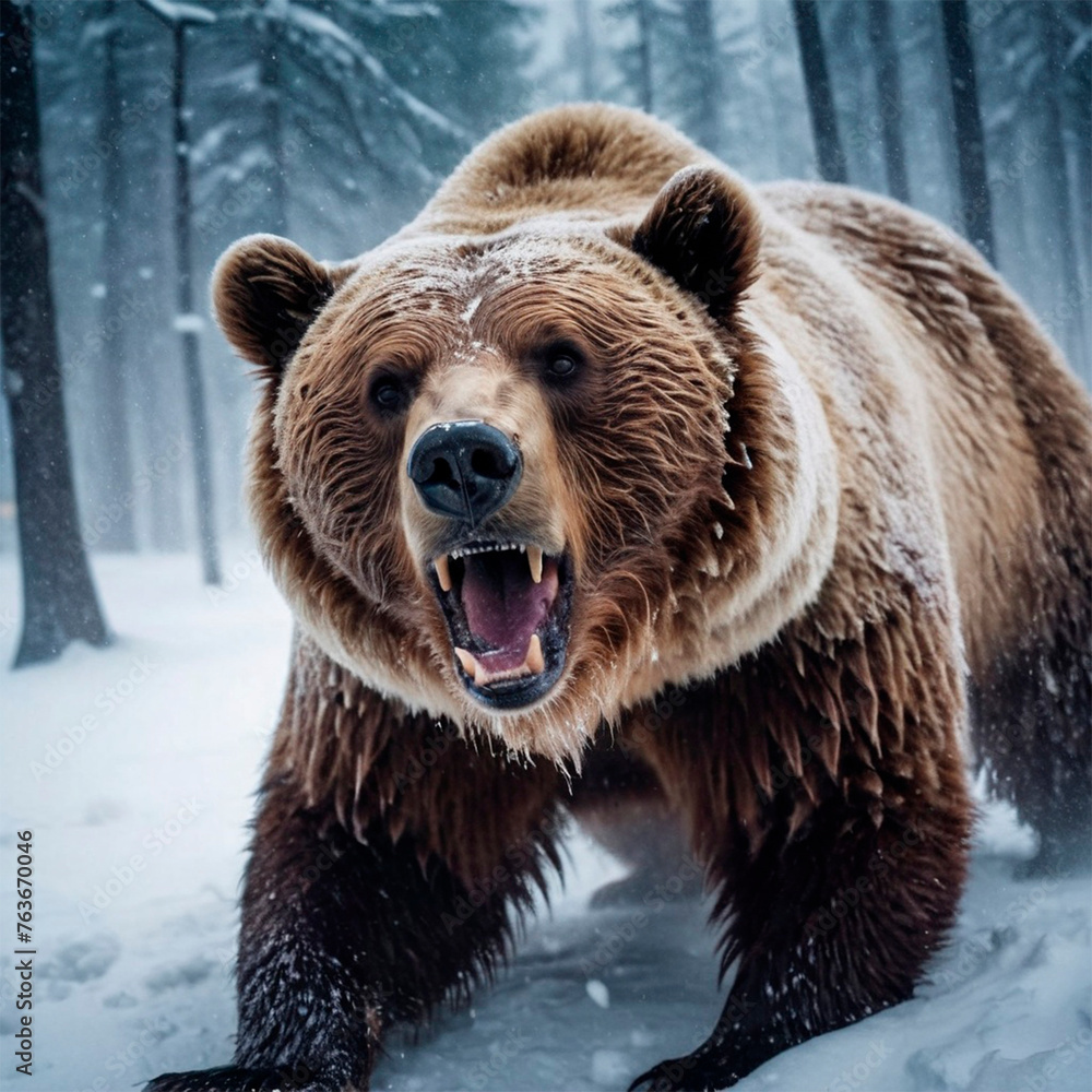 Obraz premium brown bear in the water