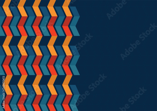 blue retro banner, elegant blue banner with retro geometric patterns, retro colors