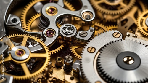 Closeup of classic watch movement