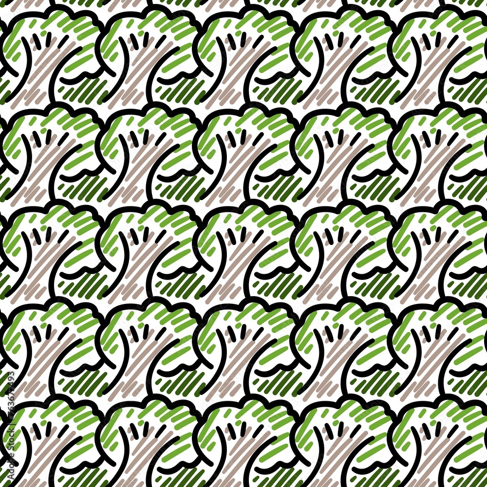 seamless pattern with cute cartoon tree