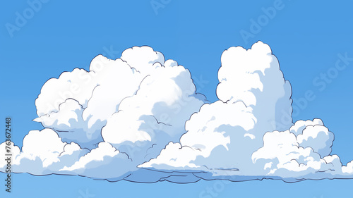 Hand drawn cartoon blue sky and white clouds illustration background
