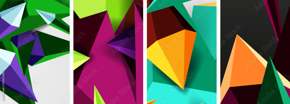 Triangle abstract concepts poster set with geometric minimal designs Triangle abstract concepts poster set with geometric minimal designs