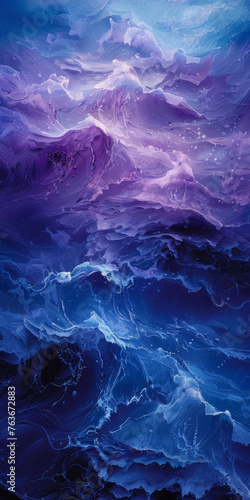 Stunning purple and blue digital wave texture - A vibrant digital creation with purple and blue waves  reflecting tranquility and the depth of an abstract ocean