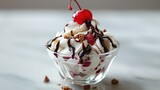 A delicious ice cream sundae with a cherry on top
