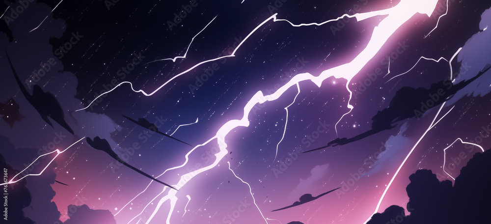 Hand drawn cartoon dark clouds and lightning illustration material