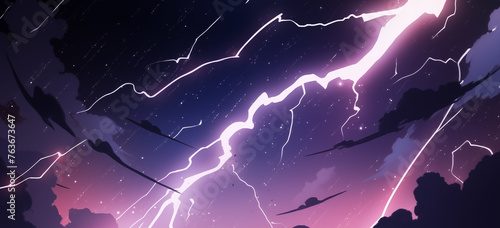 Obraz na płótnie Hand drawn cartoon dark clouds and lightning illustration material w salonie