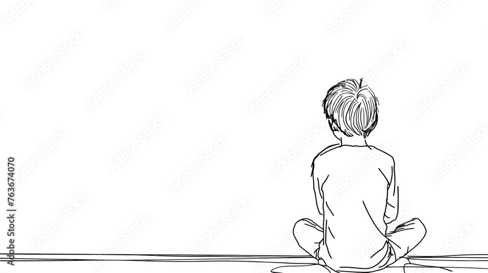 a drawing of a boy sitting on the floor a drawing of a boy sitting on the floor