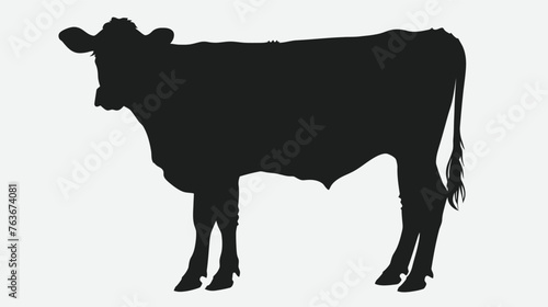 a black and white silhouette of a cow