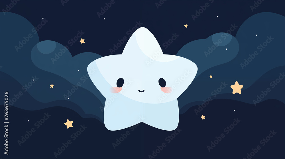 Fototapeta premium Hand drawn cartoon night starry sky illustration