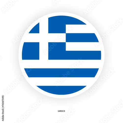 Greece circle flag icon isolated on white background. Greek circular flag icon on white background.