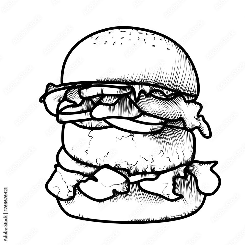 hamburger line art vector logo sketch illustration hamburger line art vector logo sketch illustration
