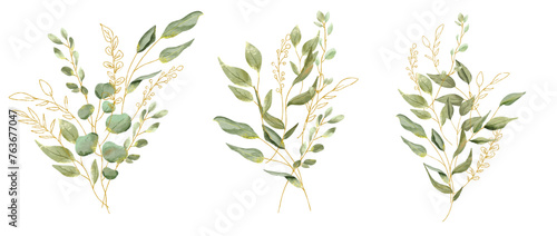 Watercolor Leaves illustration set. Suitable use for wedding invitation, greetings cards, decoration in your card, etc.