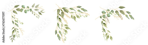Watercolor Leaves illustration set. Suitable use for wedding invitation, greetings cards, decoration in your card, etc.