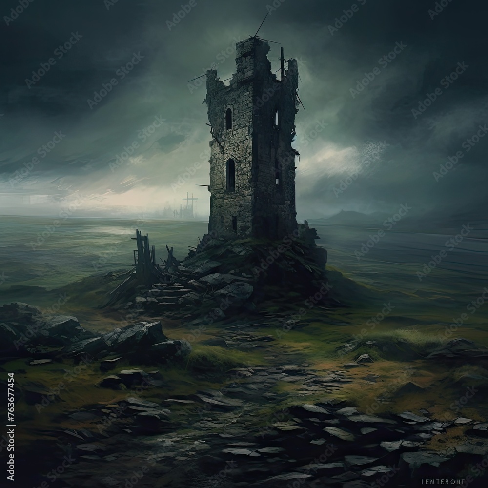 Desolate Tower: A Haunting Remnant in a Shadowy Realm