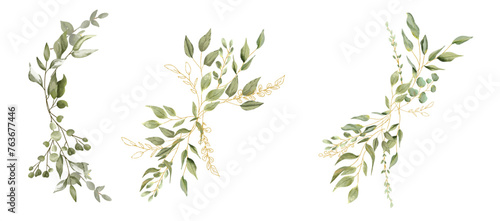 Watercolor Leaves illustration set. Suitable use for wedding invitation  greetings cards  decoration in your card  etc.