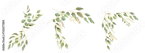 Watercolor Leaves illustration set. Suitable use for wedding invitation, greetings cards, decoration in your card, etc.