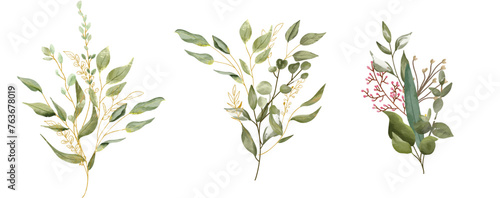 Watercolor Leaves illustration set. Suitable use for wedding invitation, greetings cards, decoration in your card, etc.