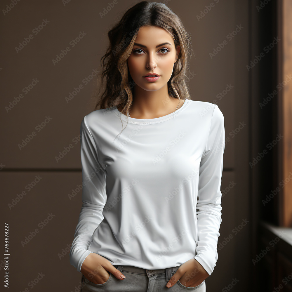 Obraz premium White long sleeved garment for women round generated AI