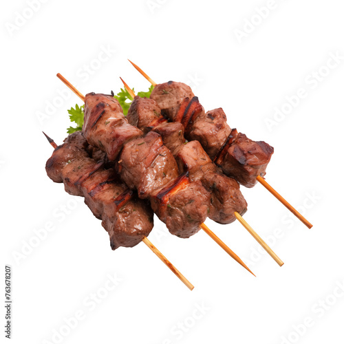 beef kebab isolated on white