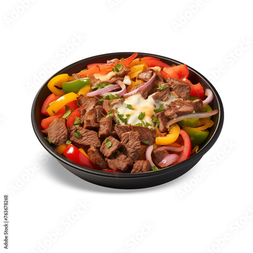 fajita bowl beef isolated on white