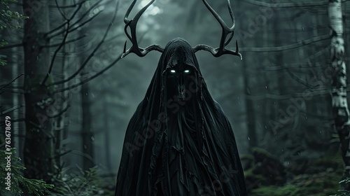 The Shadowed Specter: A Cinematic Tale of the Hooded Creature in Long Black Robes photo