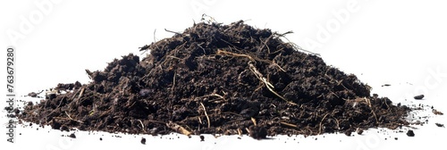 Earth's Building Blocks: A Close-Up of a Soil Dirt Pile Isolated on White Background photo