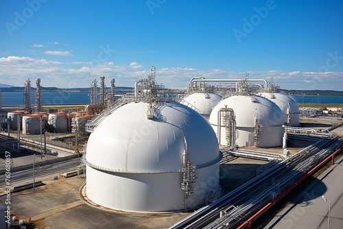 Terminal with liquefied petroleum gas storage tanks and a gas transmission system for LNG AI Generation