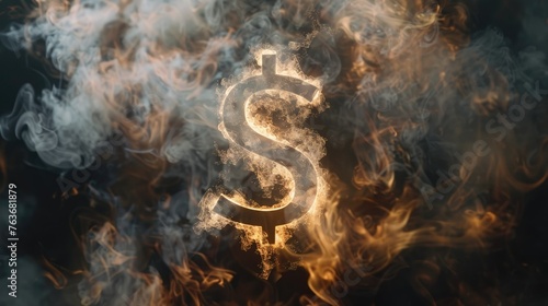 Dollar Sign Emerging From Smoke