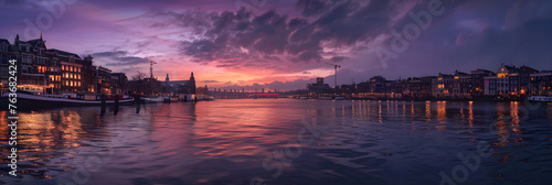 Twilight Canvas: A Scenic View of Amsterdam's breathtaking IJ River © Louisa