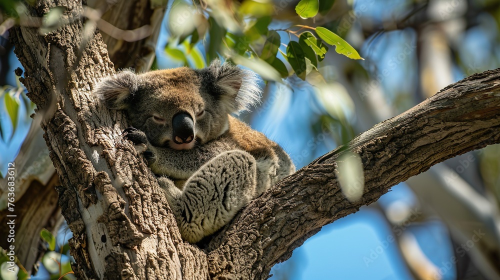 Fototapeta premium A koala was sleeping on the tree