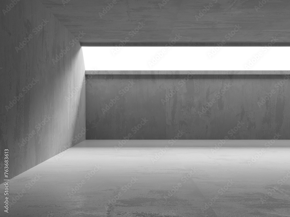 Concrete room with abstract interior. Open space. Industrial background template Concrete room with abstract interior. Open space. Industrial background template