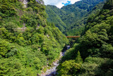 夏の徳島県で見た、大歩危渓谷の風景と青空