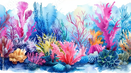 Fototapeta Naklejka Na Ścianę i Meble -  a painting of a colorful coral reef