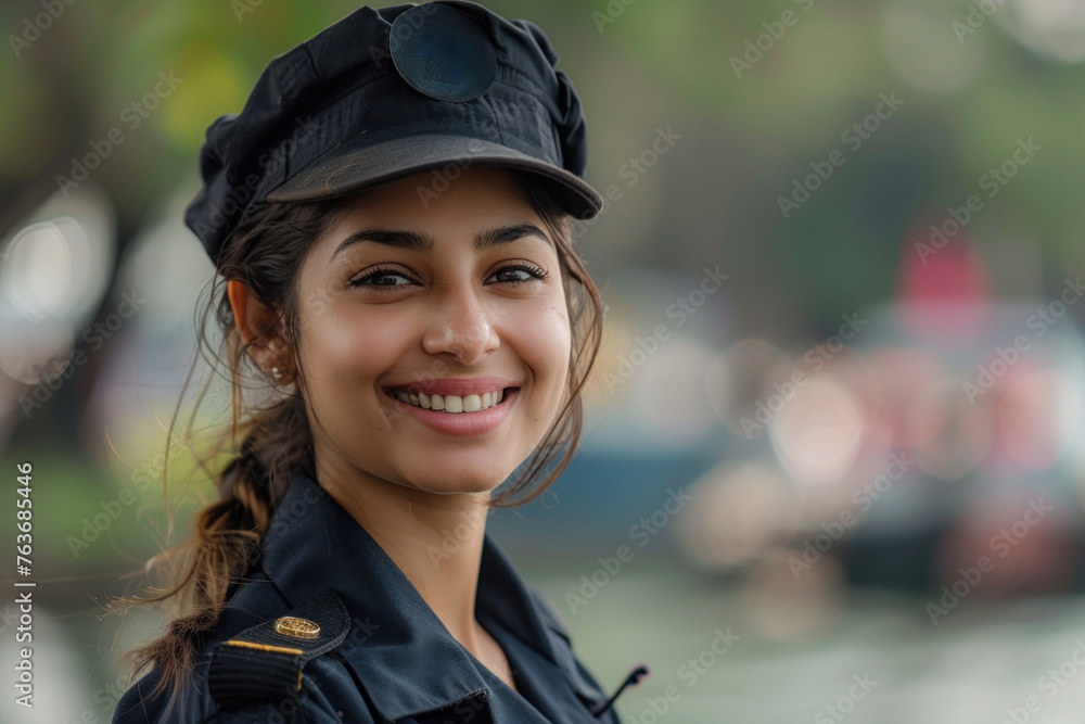 Indian woman navy soldier smile in daily service uniform Indian woman navy soldier smile in daily service uniform